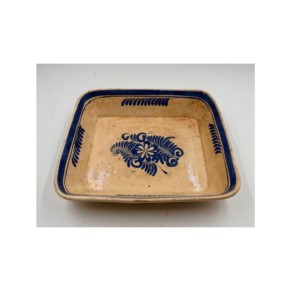 Antique Mexican Tonala Handmade Terra Cotta Pottery Small Stacking Tray
